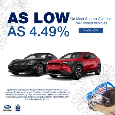 As Low As 4.49% On Most Subaru Certified Pre-Owned